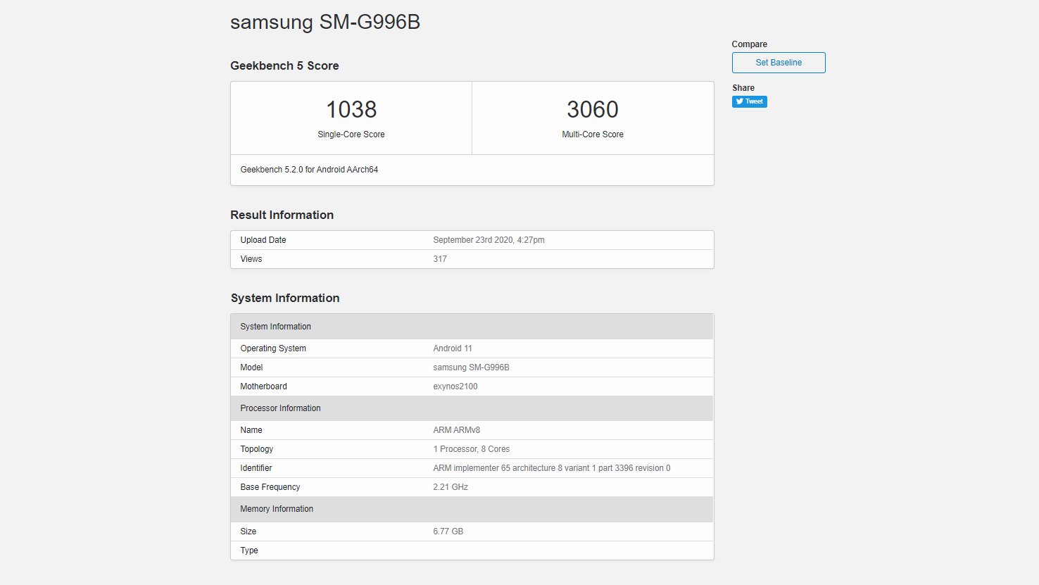 Samsung Galaxy S21 spotted on Geekbench with an Exynos 2100 Chip